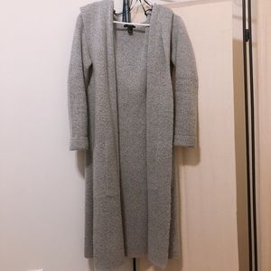 Light grey soft knee-length cardigan